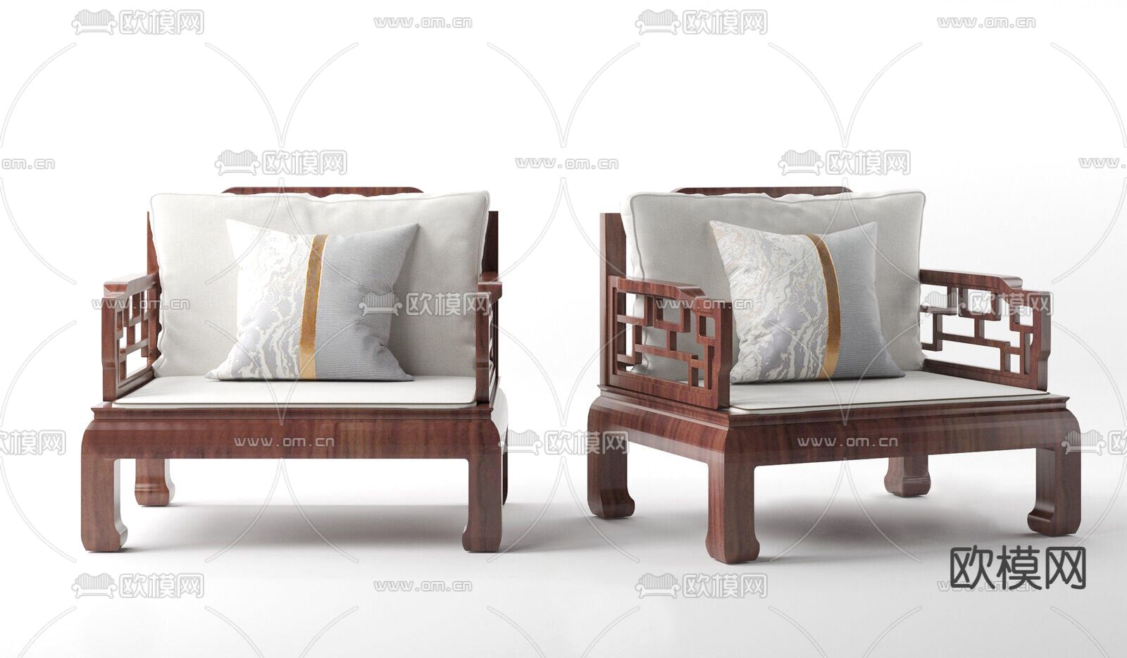 新中式沙发 单人沙发3d模型下载