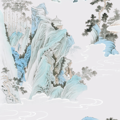  玄关 山水  松树 青山 水墨 