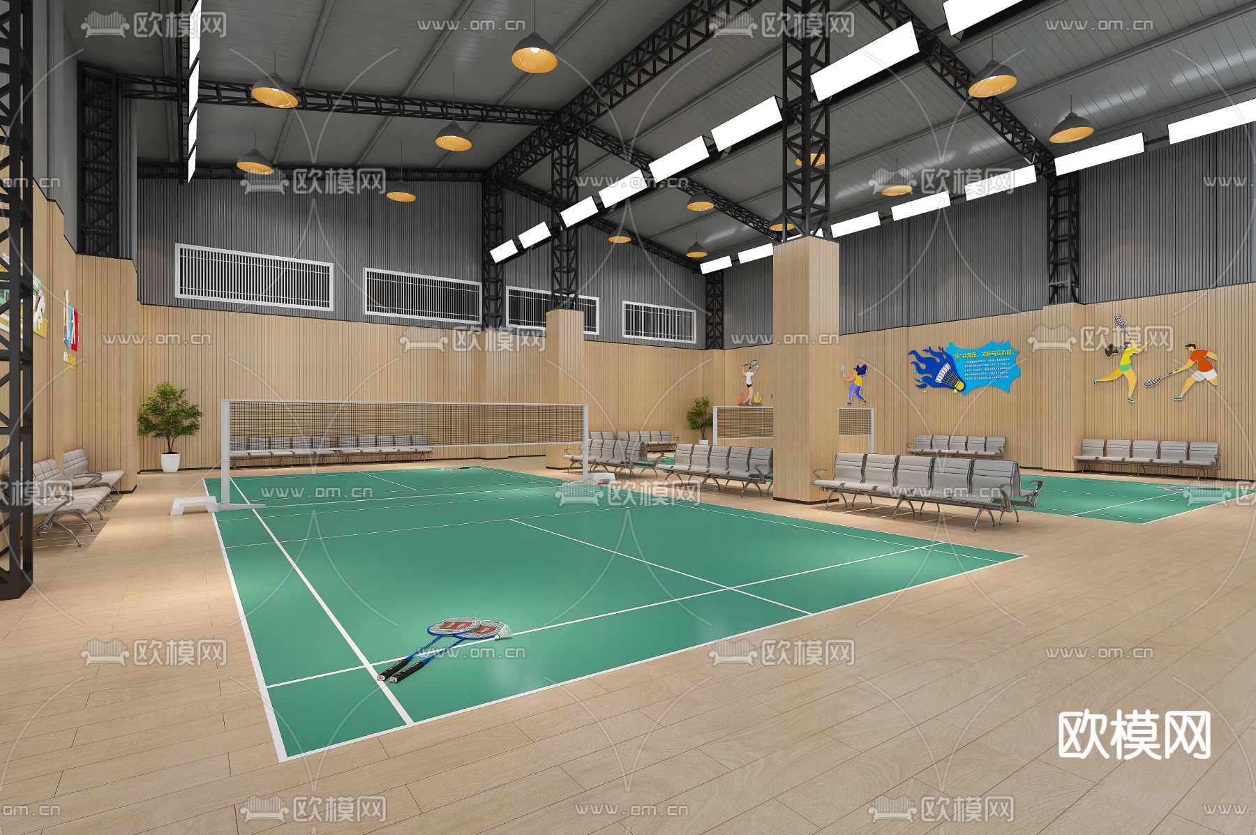 现代体育馆免费3d模型下载（渲染图2）