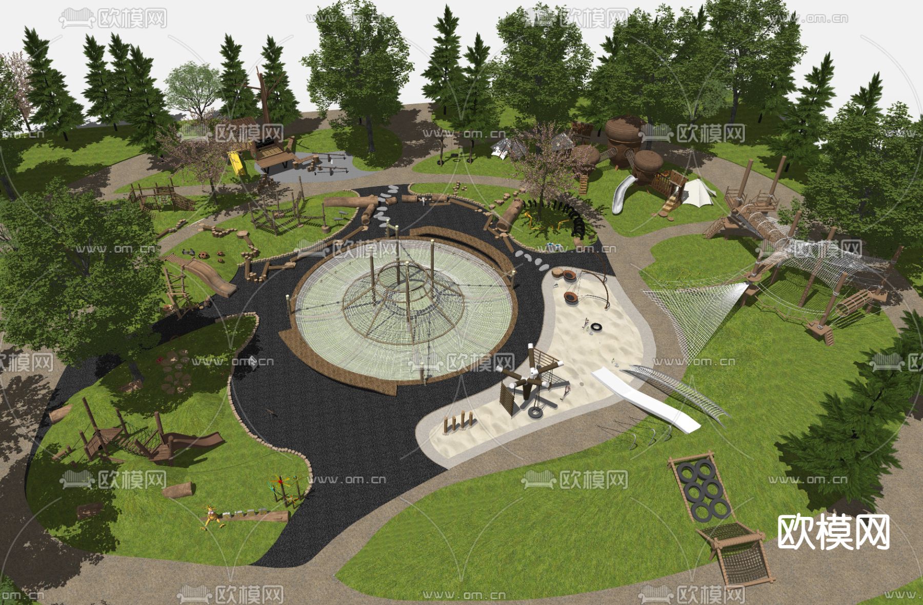 现代生态儿童游乐区su模型下载（渲染图3）