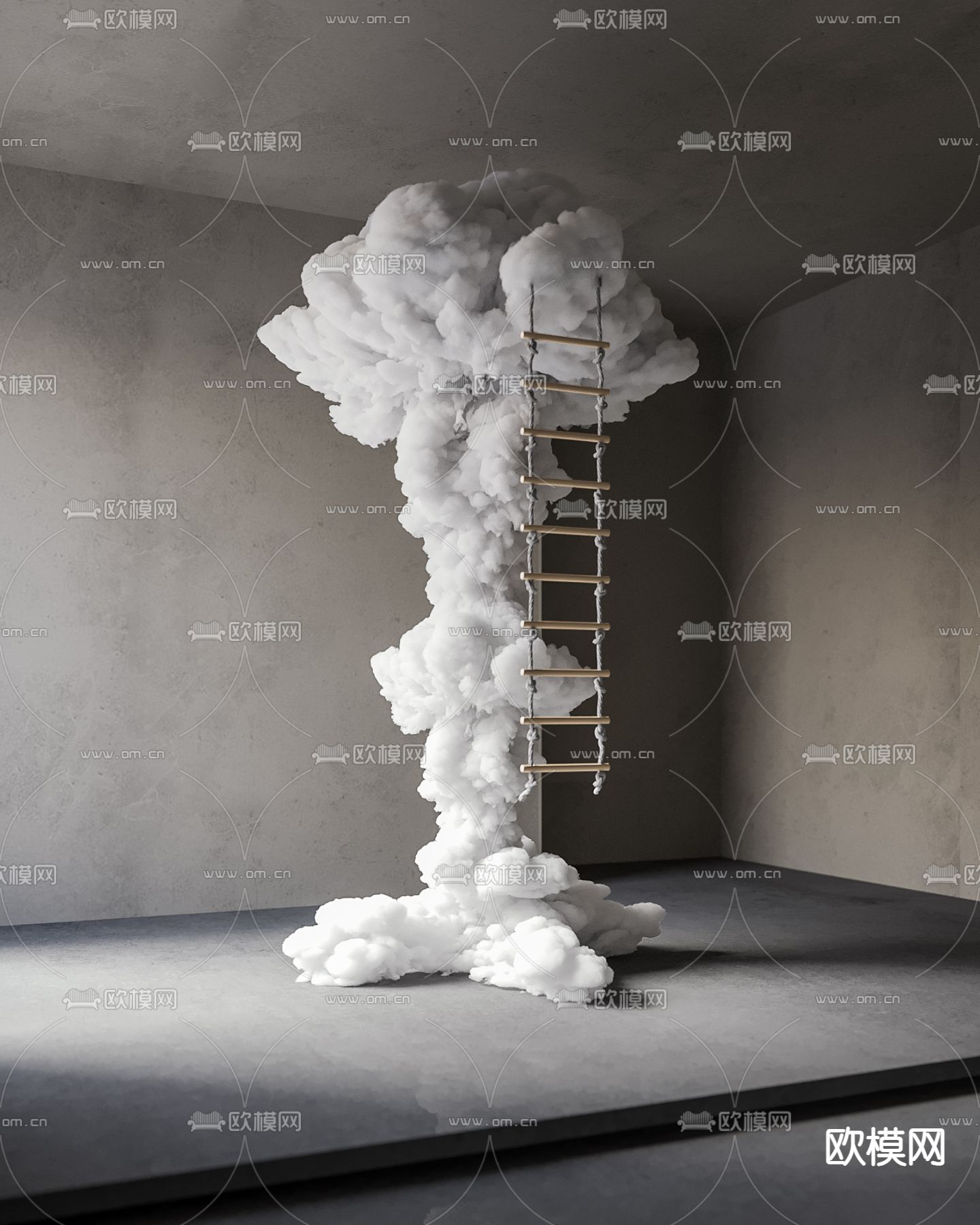 蘑菇云雕塑 艺术装置3d模型下载