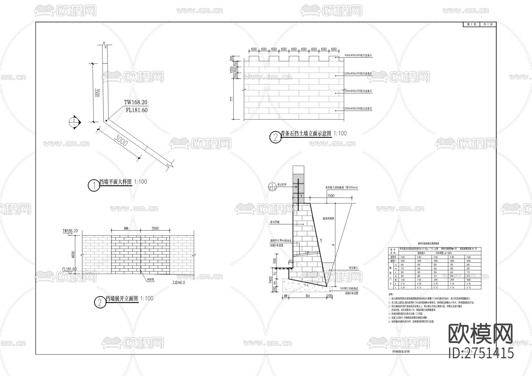 洪灾后整治工程cad施工图下载（渲染图3）