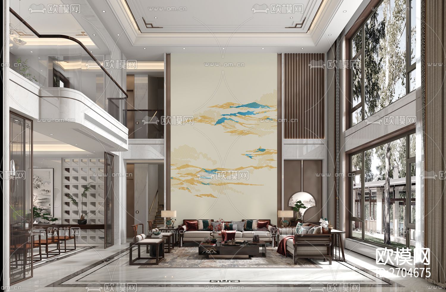 玄关 山水  抽象 线条 几何下载（渲染图5）