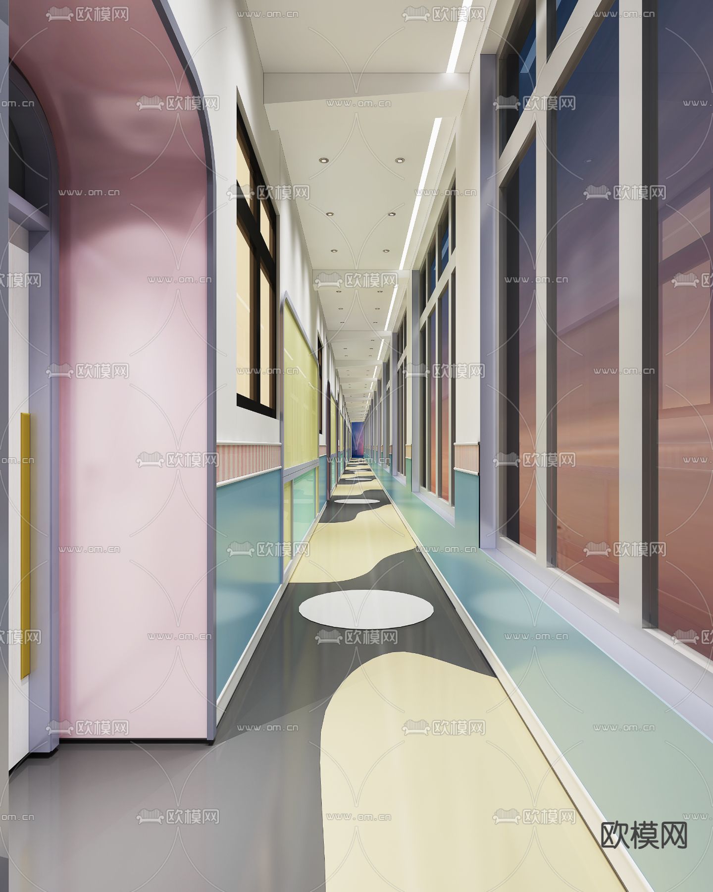幼儿园走廊 过道3d模型下载