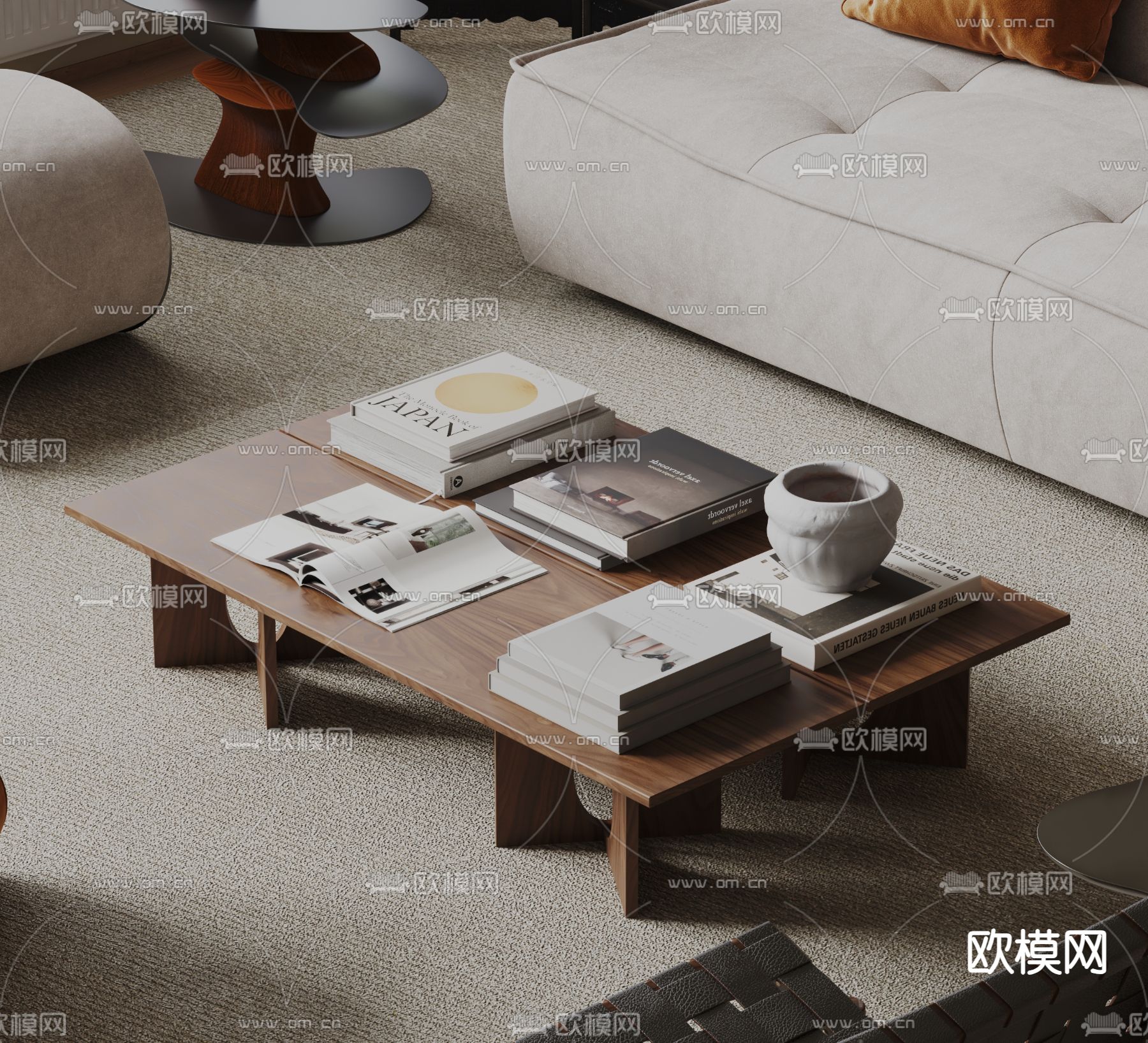 侘寂茶几3d模型下载