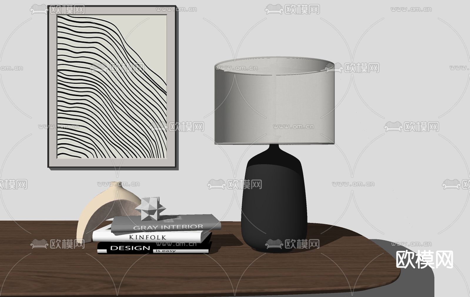 北欧复古台灯su模型下载（渲染图2）