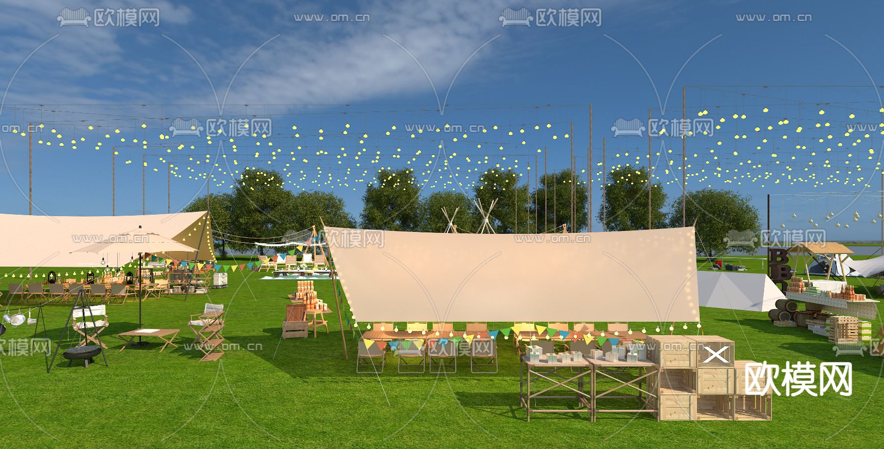 露营帐篷 露营桌椅3d模型下载（渲染图2）