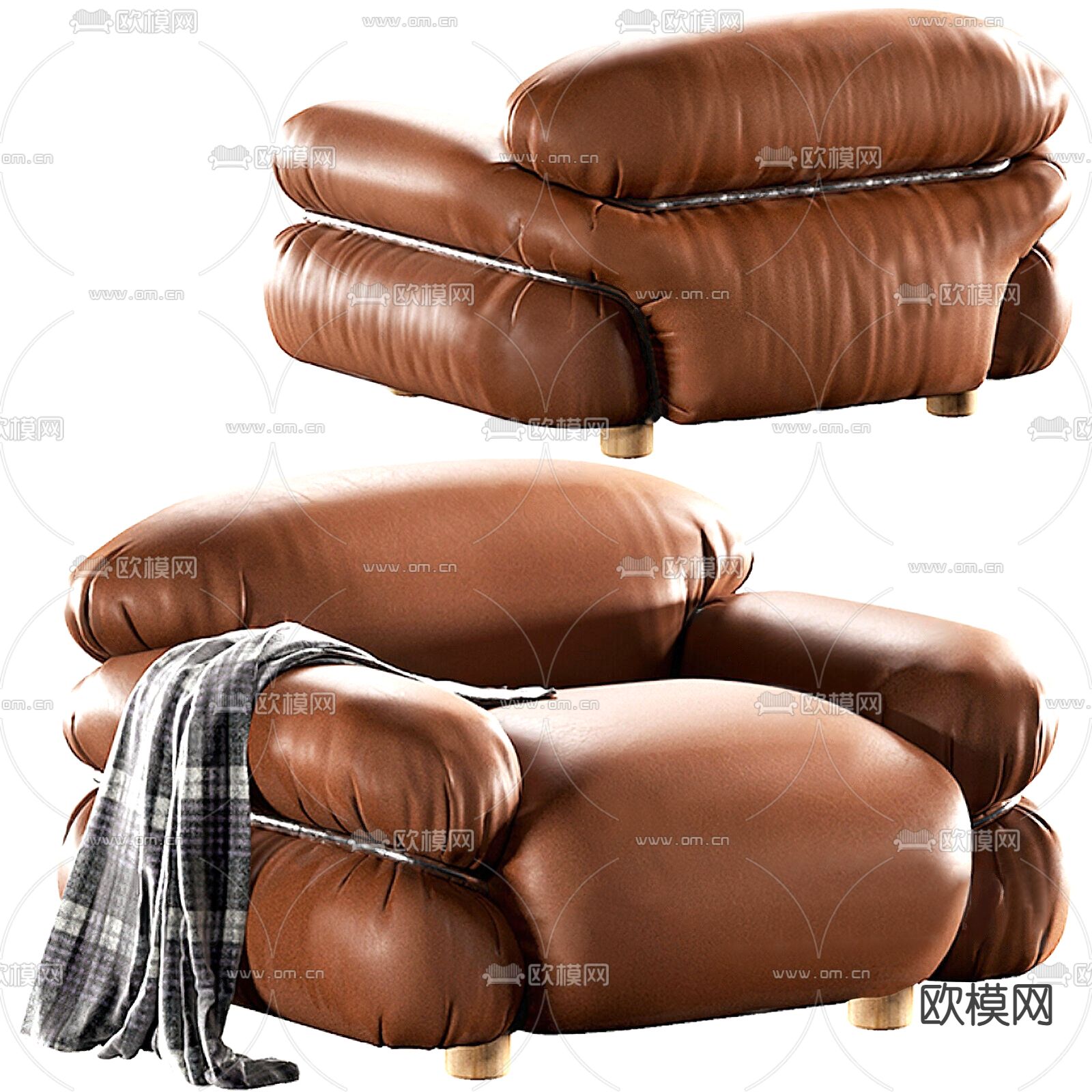 单人沙发 橙色沙发3d模型下载