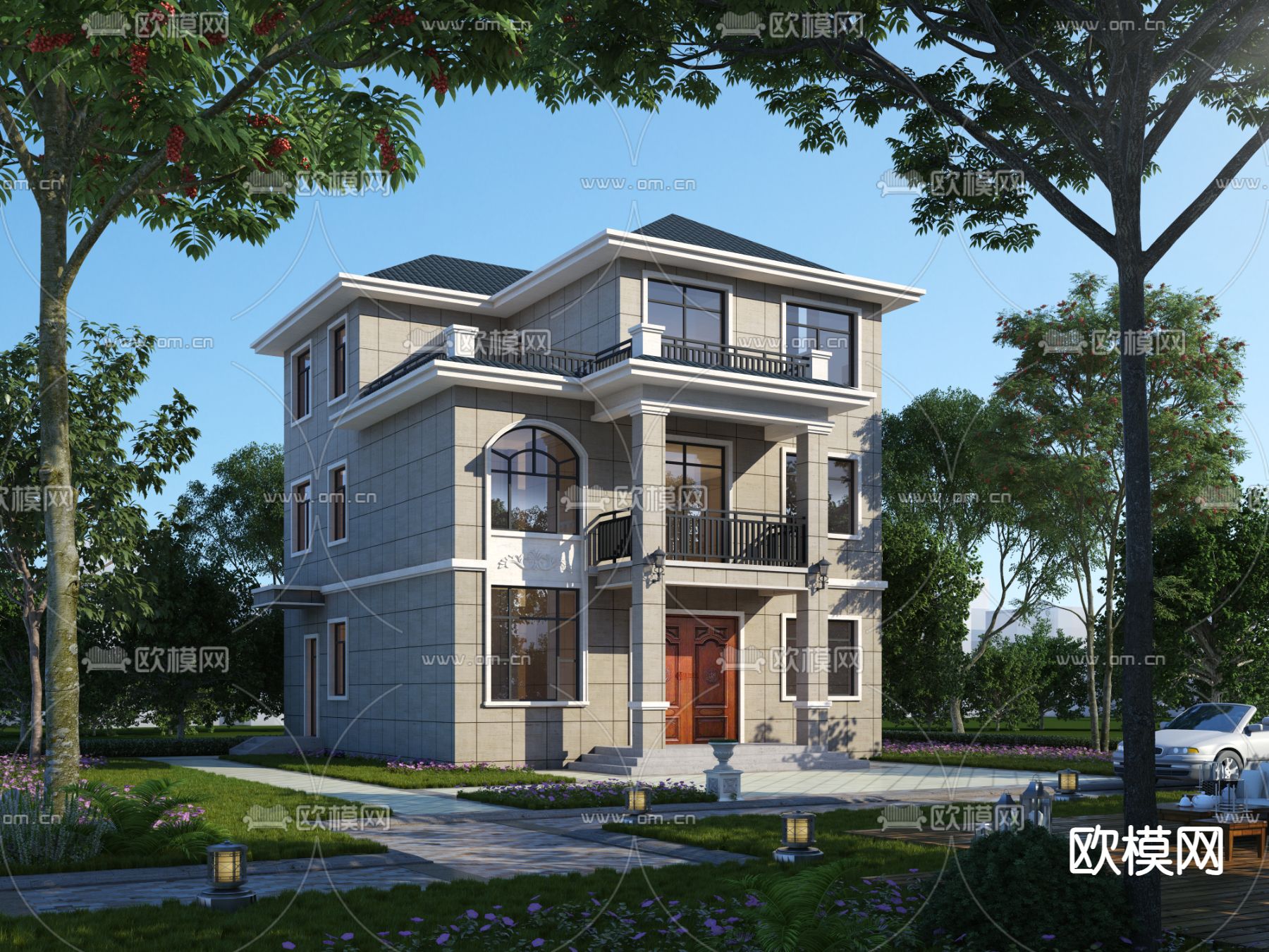 别墅外观3d模型下载