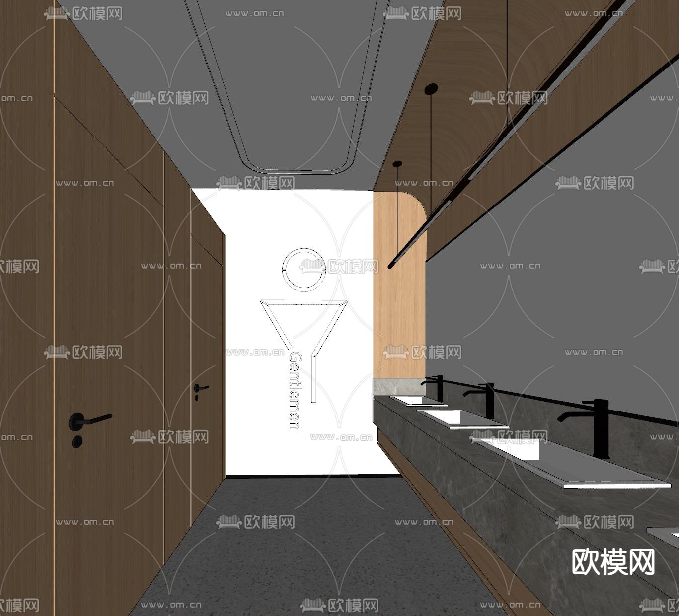 公共卫生间su模型下载（渲染图2）