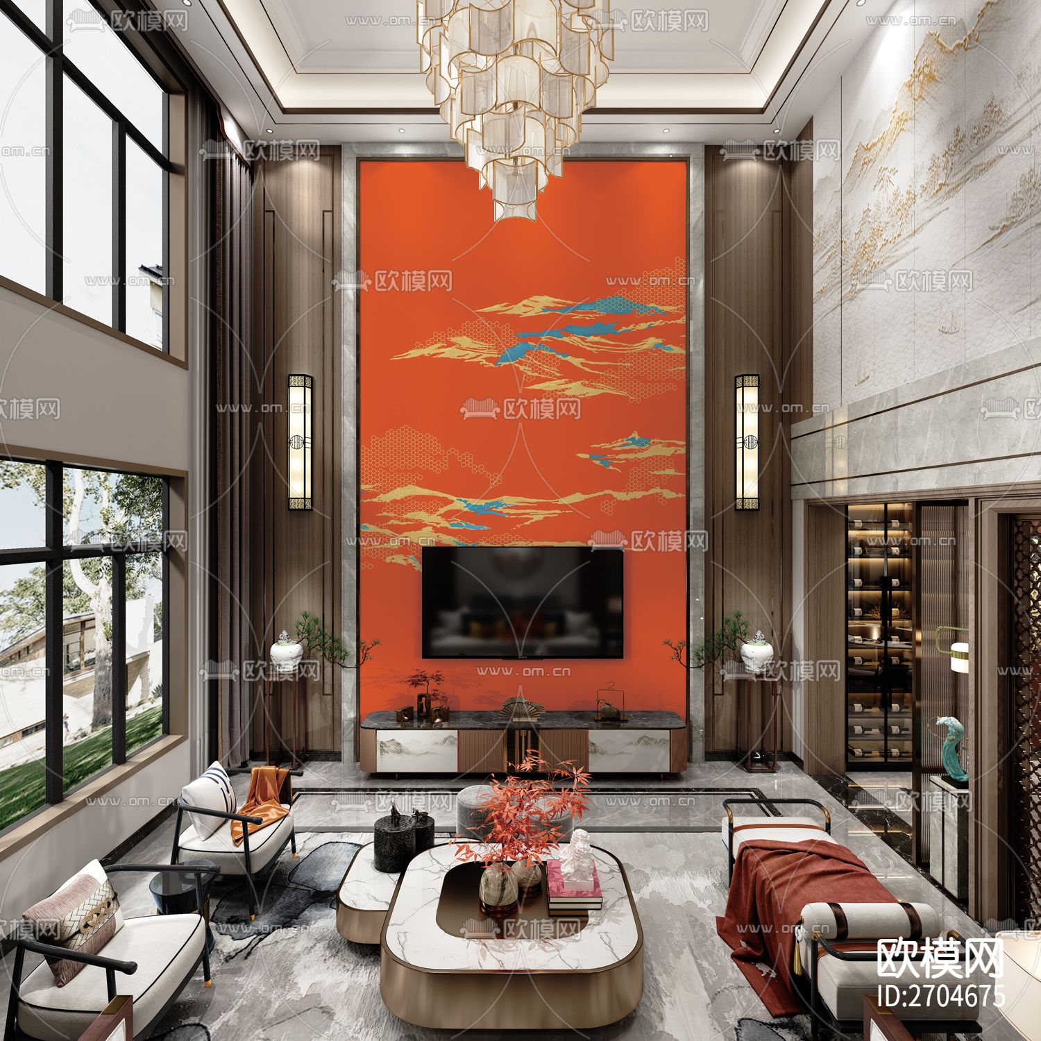 玄关 山水  抽象 线条 几何下载（渲染图3）