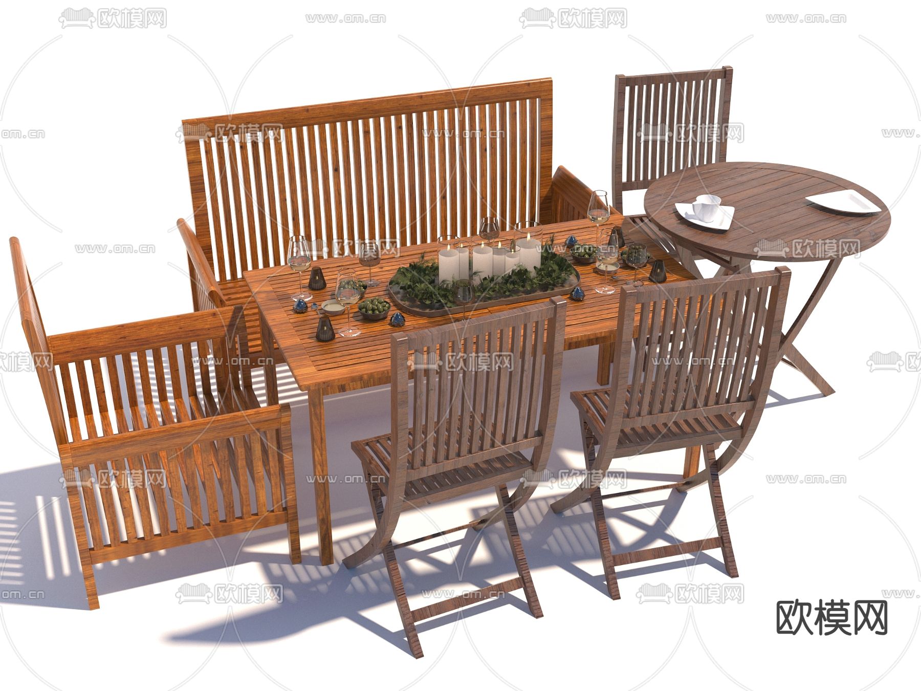 户外桌椅3d模型下载