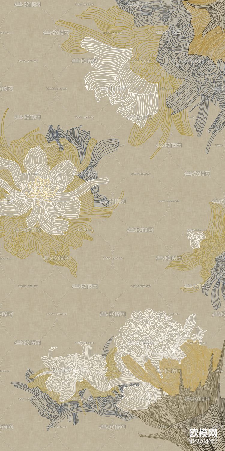 玄关 花卉 抽象 线条 艺术下载（渲染图2）