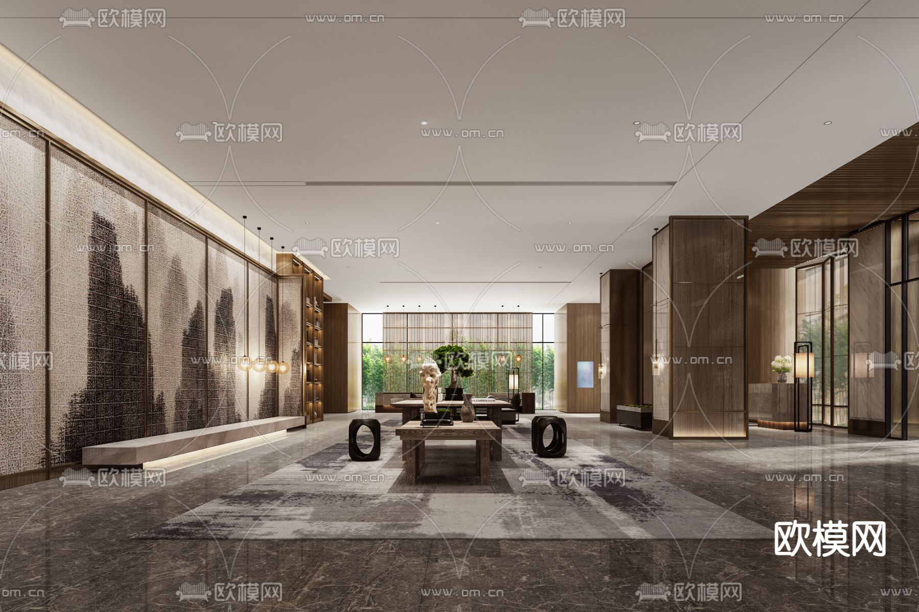 酒店大堂 酒店大厅3d模型下载