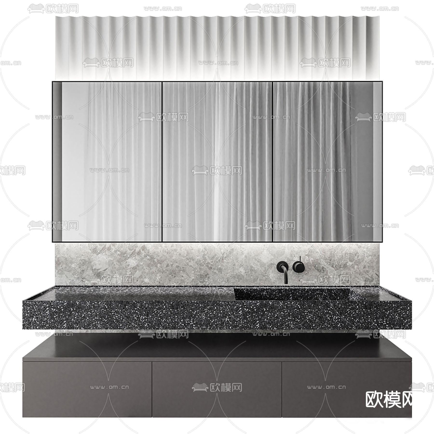 台盆 洗手台 镜柜 浴室柜3d模型下载