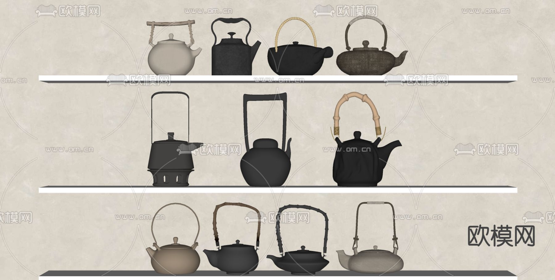 中式茶壶su模型下载（渲染图2）