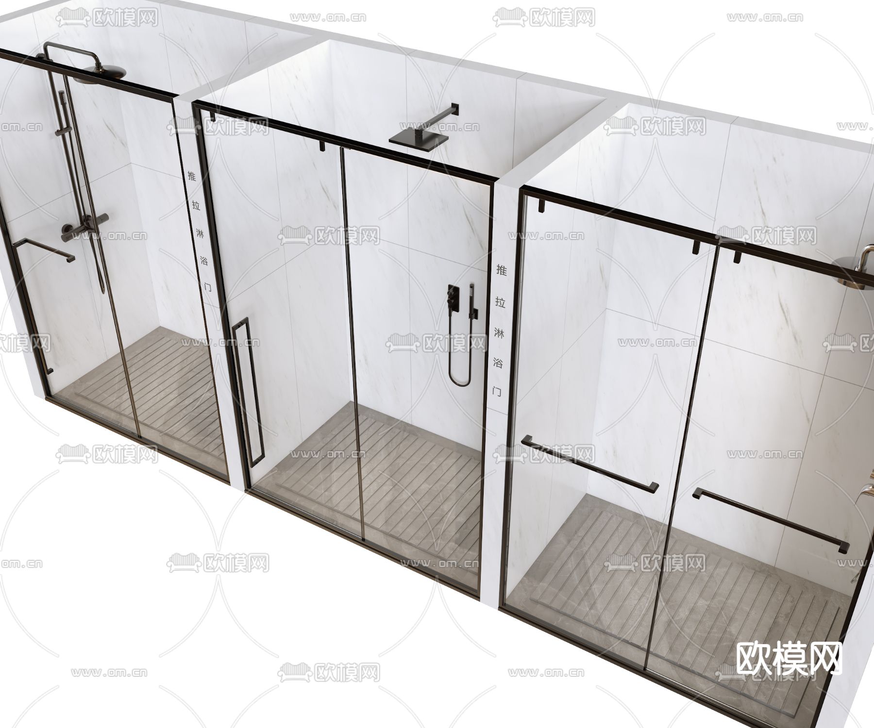 淋浴间 玻璃淋浴房3d模型下载（渲染图4）