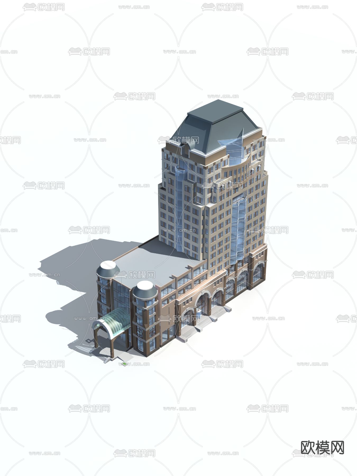 无贴图办公楼免费3d模型下载