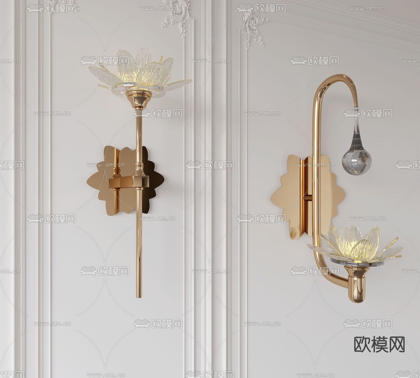 法式壁灯 花朵壁灯3d模型下载