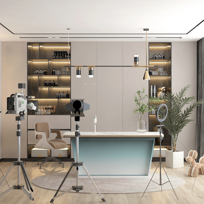  轻奢直播间su模型 