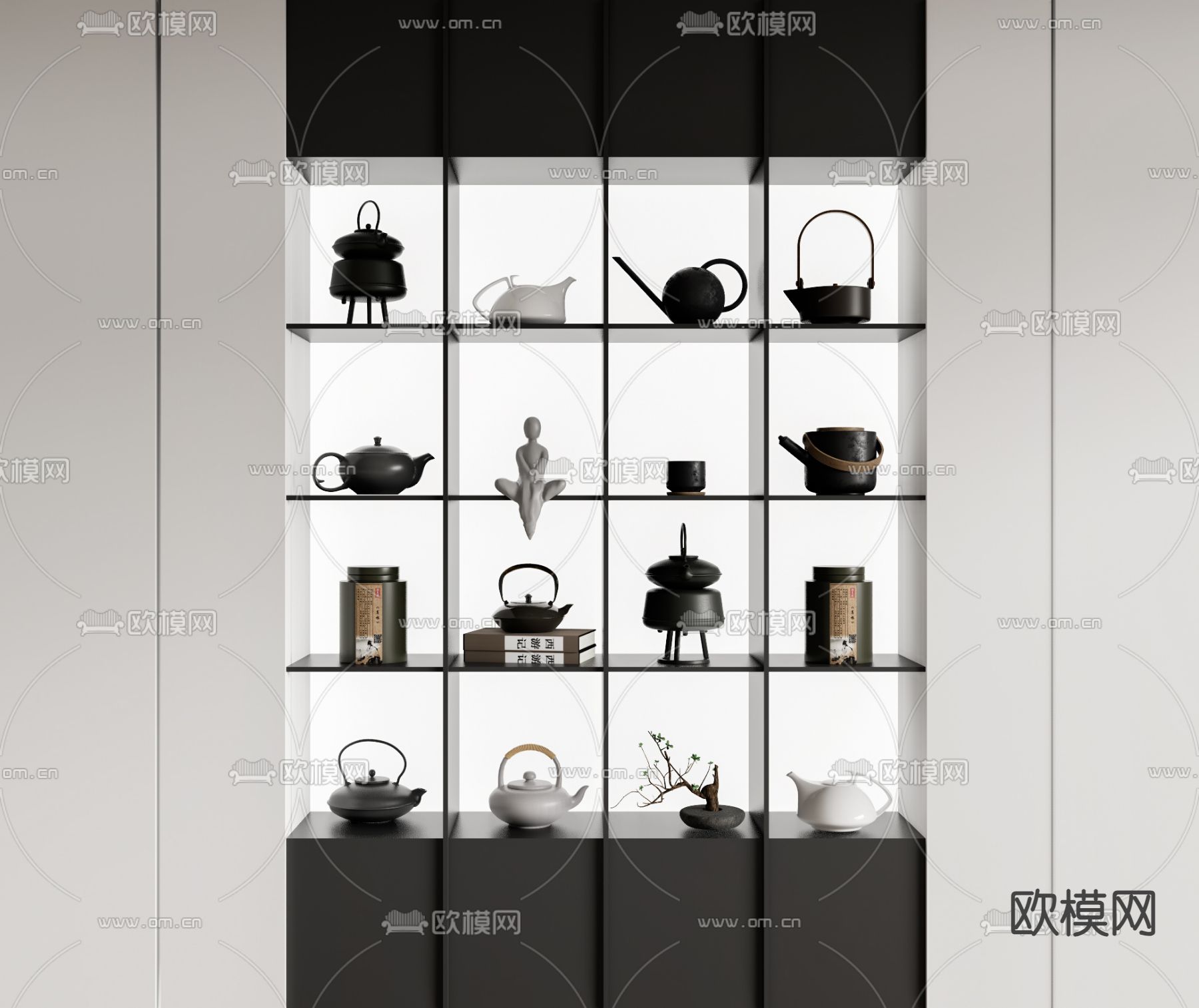 新中式装饰柜su模型