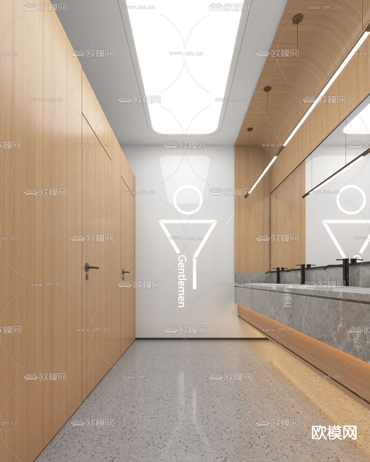 公共卫生间su模型下载（渲染图1）