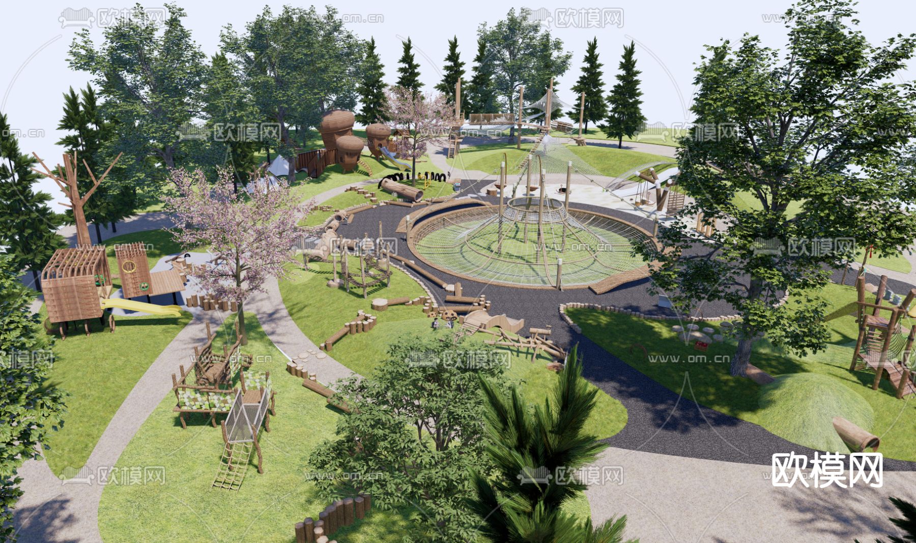 现代生态儿童游乐区su模型下载（渲染图2）