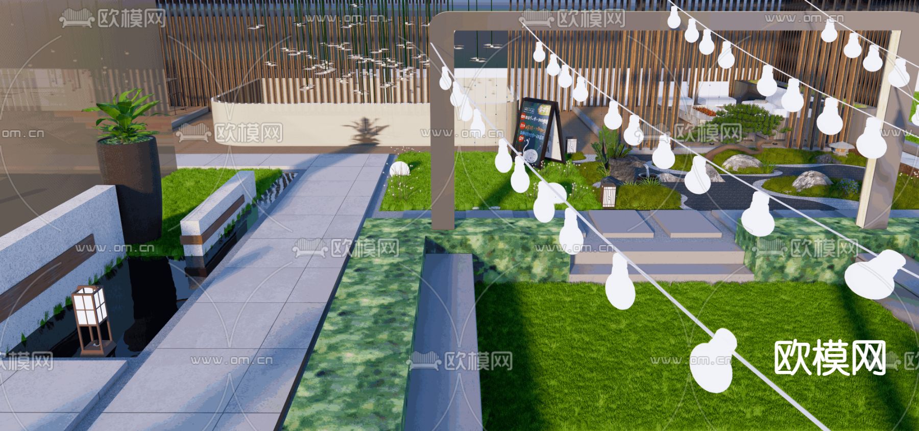 现代屋顶咖啡厅su模型下载（渲染图4）