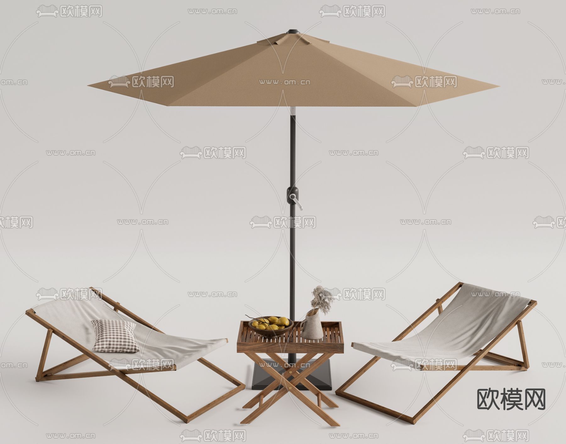 现代户外折叠椅su模型下载（渲染图1）