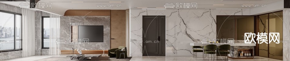 客餐厅免费3d模型下载(渲染图2)