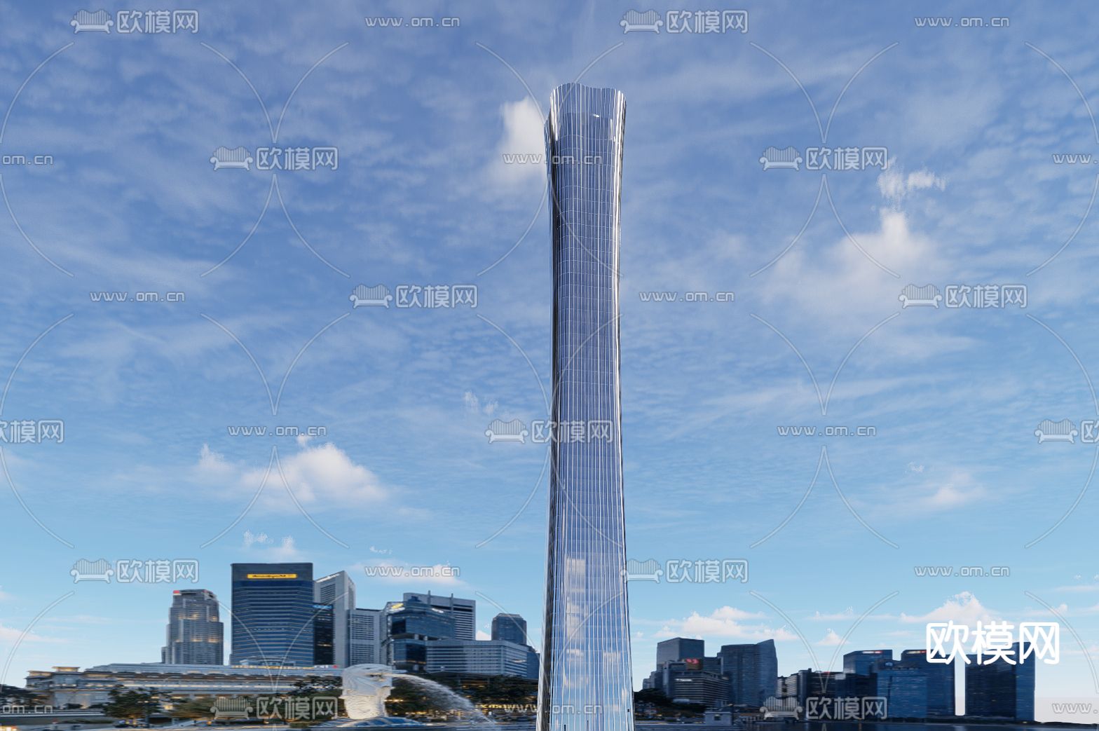 高层办公楼su模型下载（渲染图1）