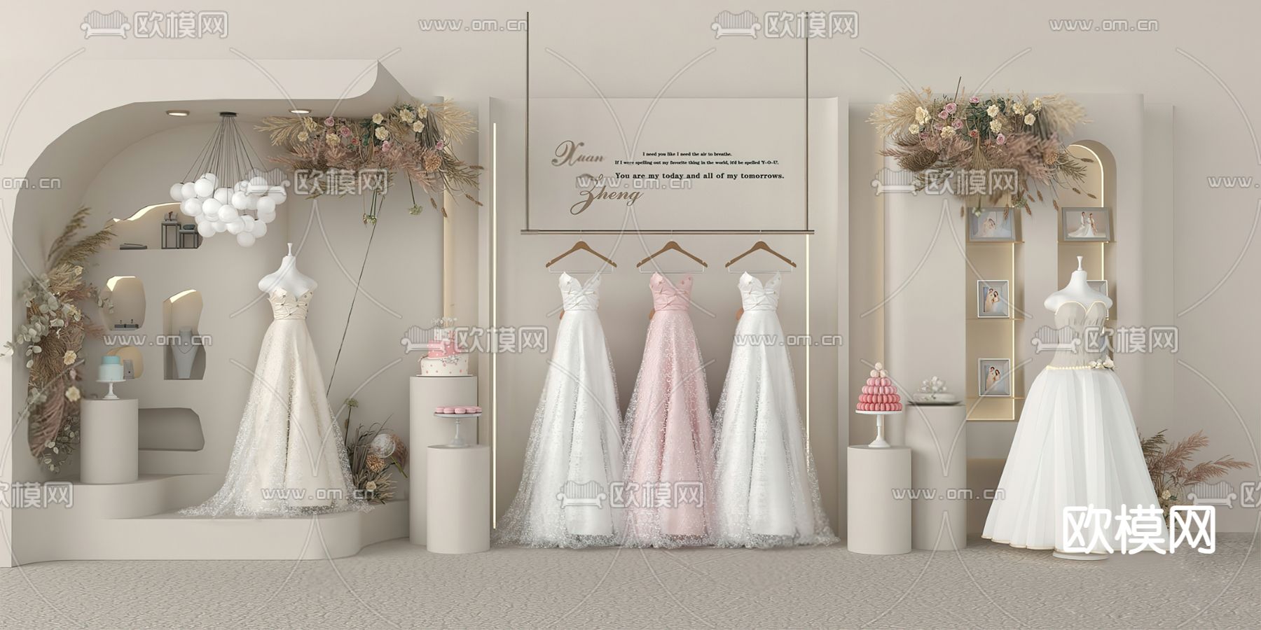 婚纱橱窗su模型下载（渲染图1）