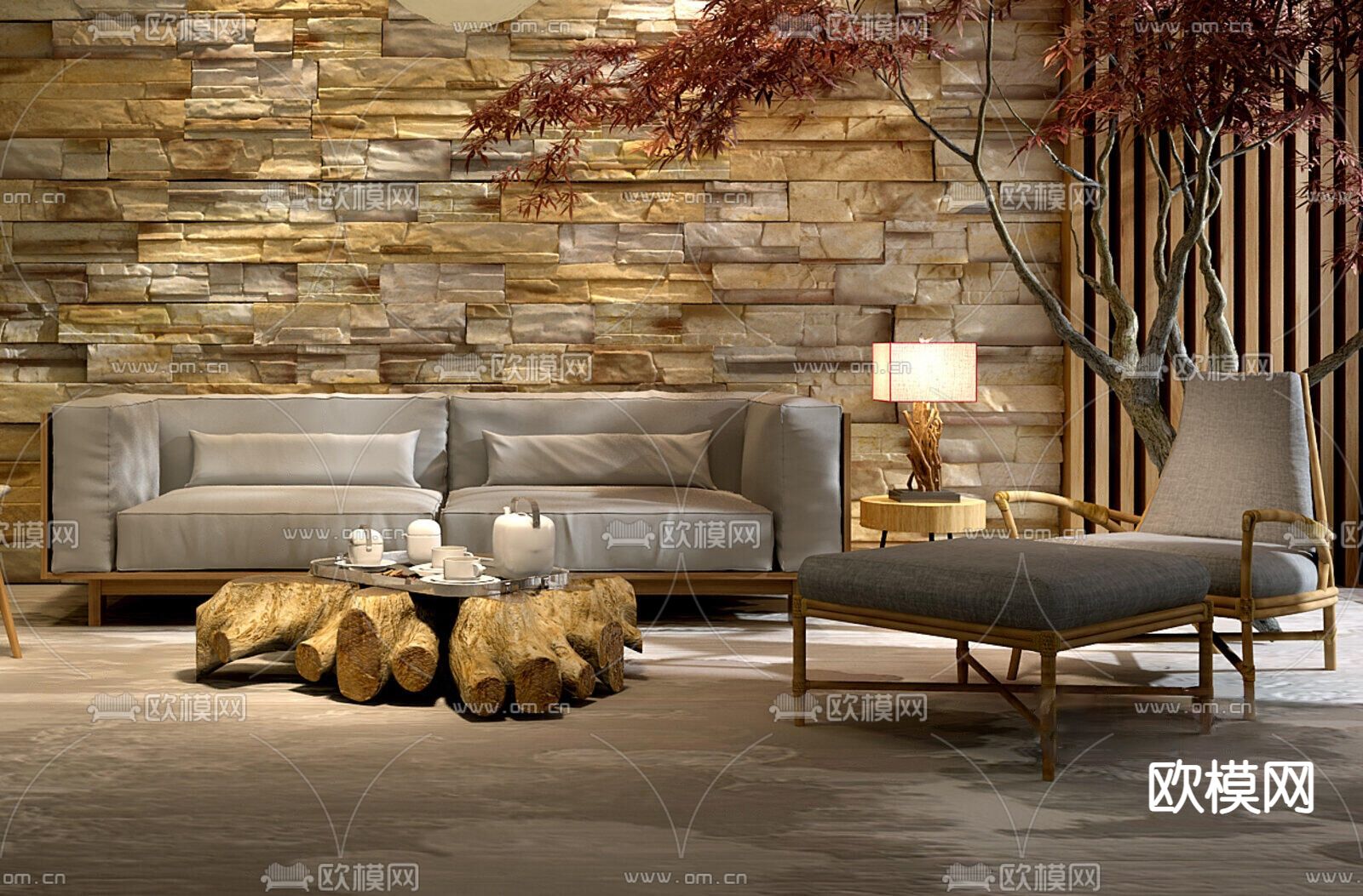 自然风组合沙发3d模型下载