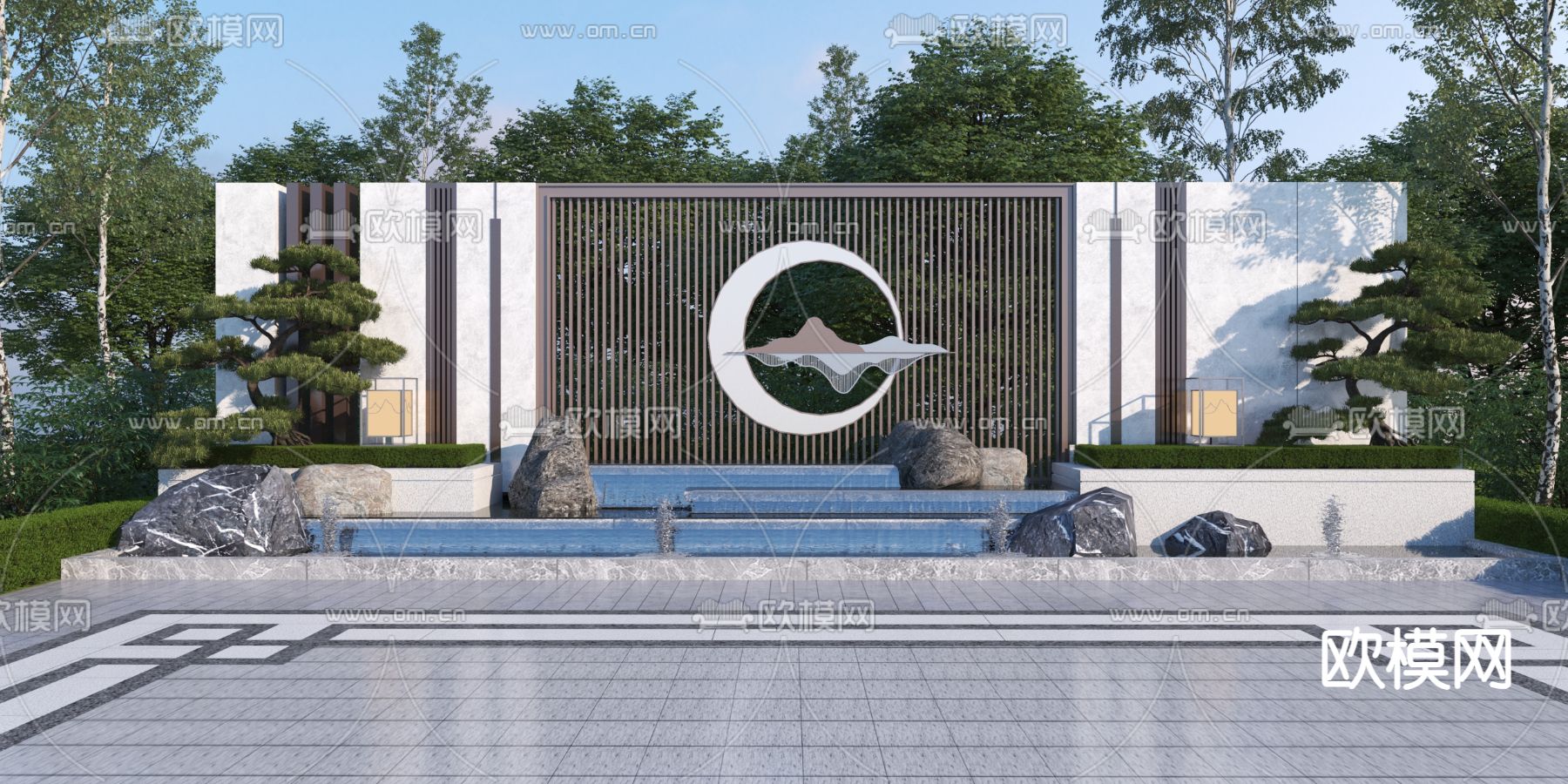 水景墙 景观小品3d模型下载