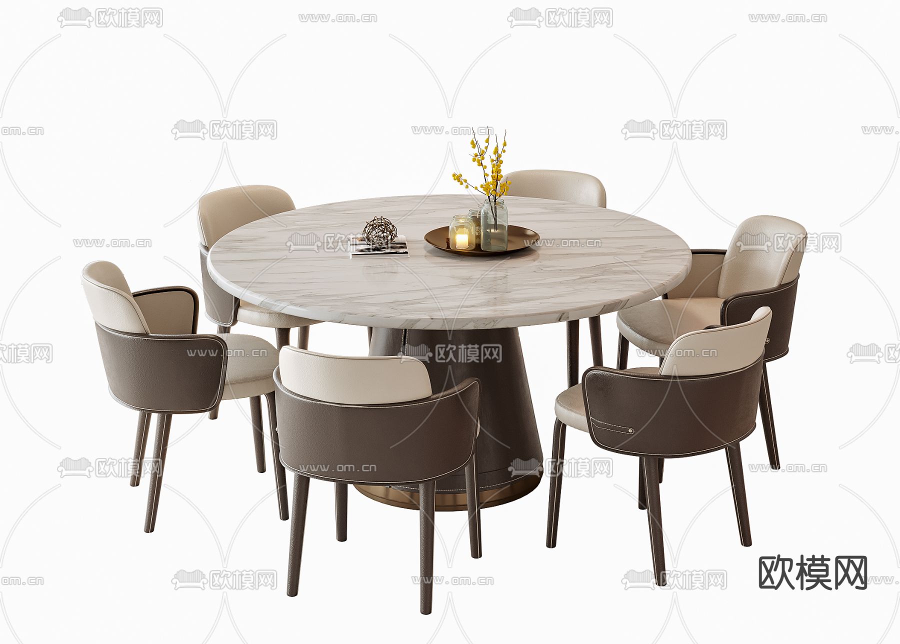 圆餐桌椅3d模型下载
