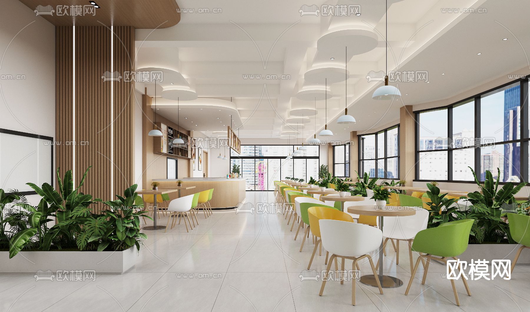现代咖啡厅3d模型下载（渲染图2）