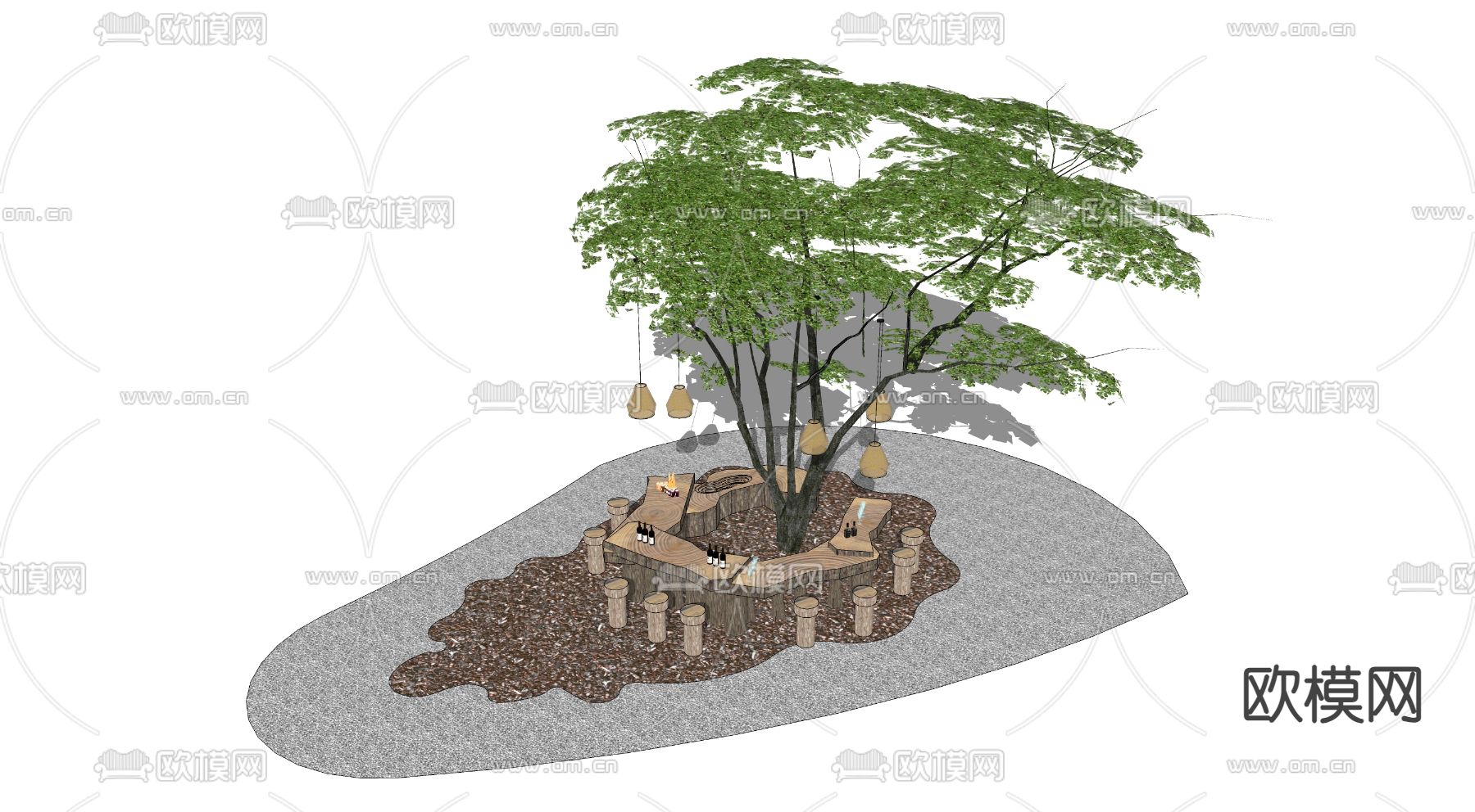 户外休闲座椅su模型下载