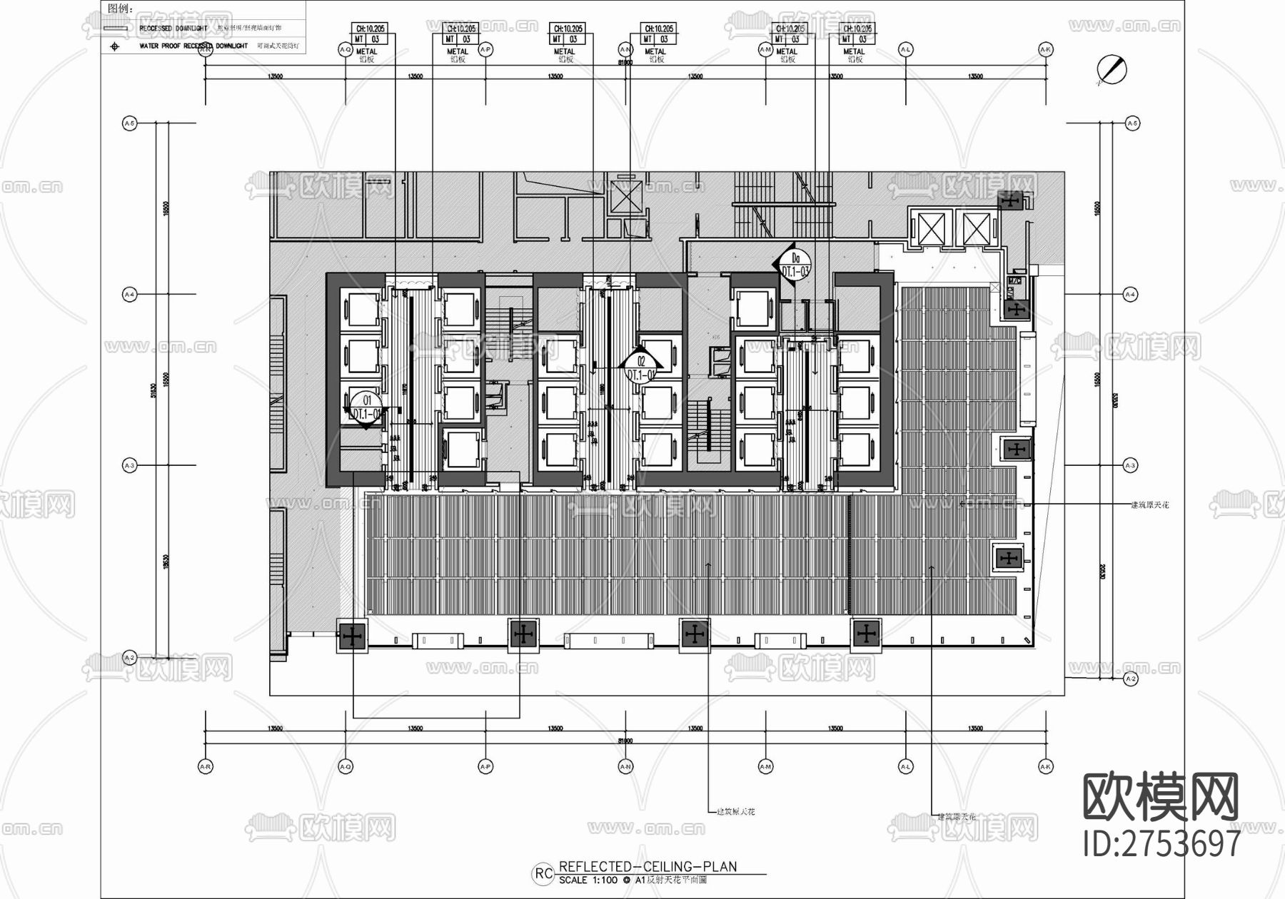 办公大堂及公区室内CAD施工图下载（渲染图5）