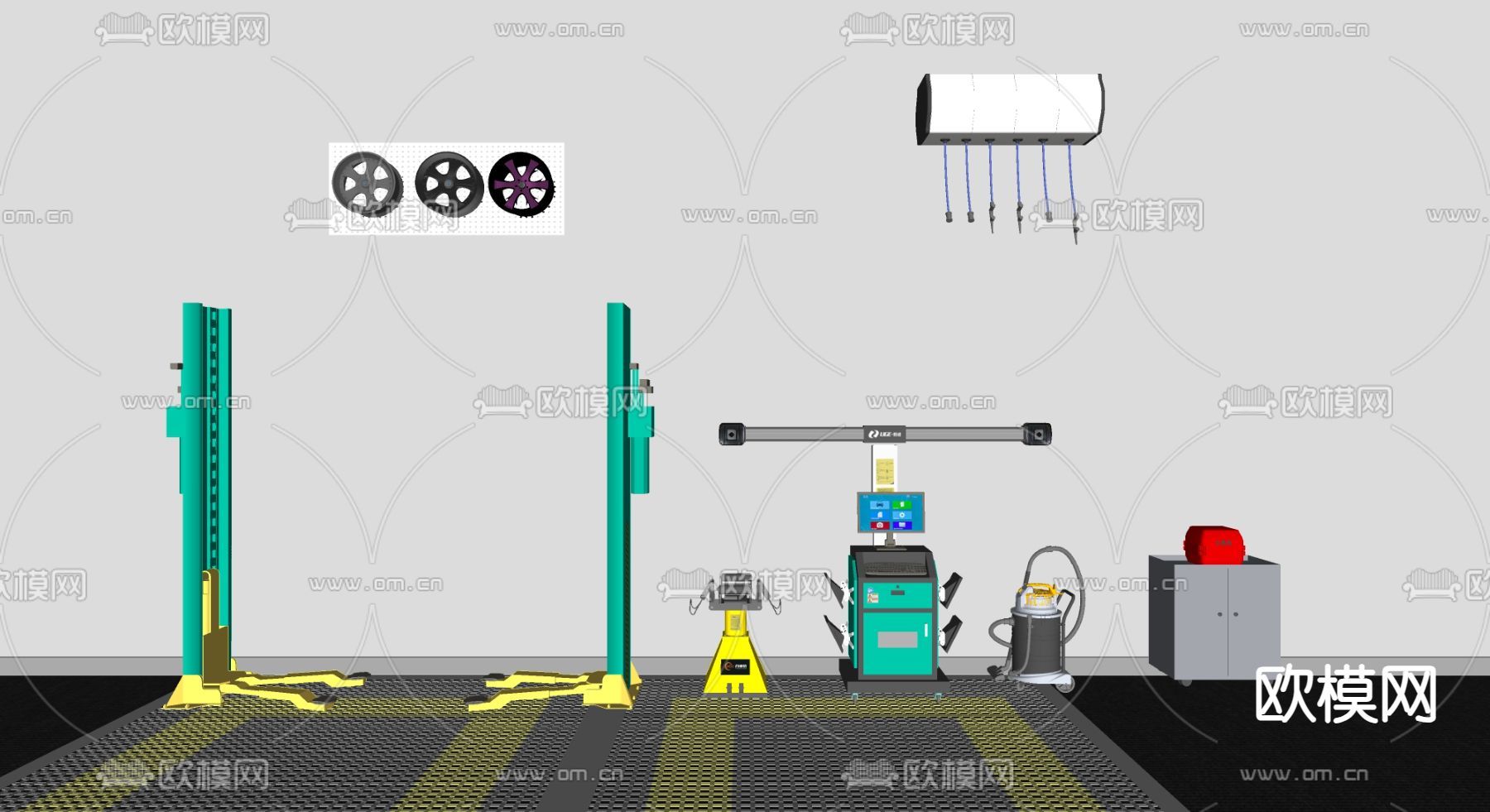 汽车维修设备 千斤顶su模型下载（渲染图2）