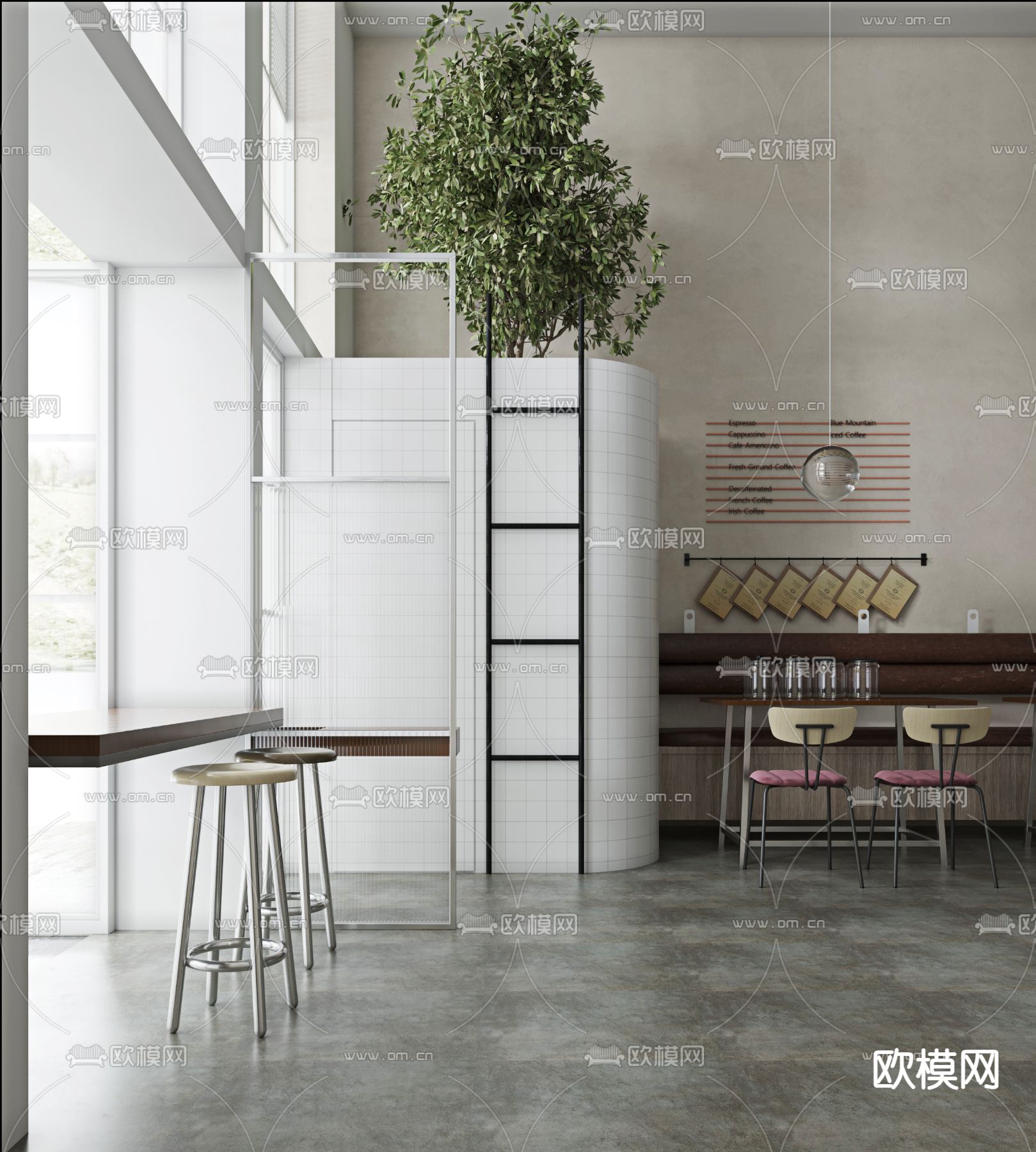 侘寂风咖啡店 咖啡馆3d模型下载（渲染图3）