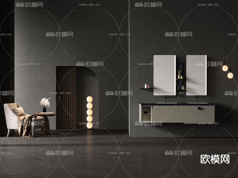 台盆 双盆洗手台3d模型下载