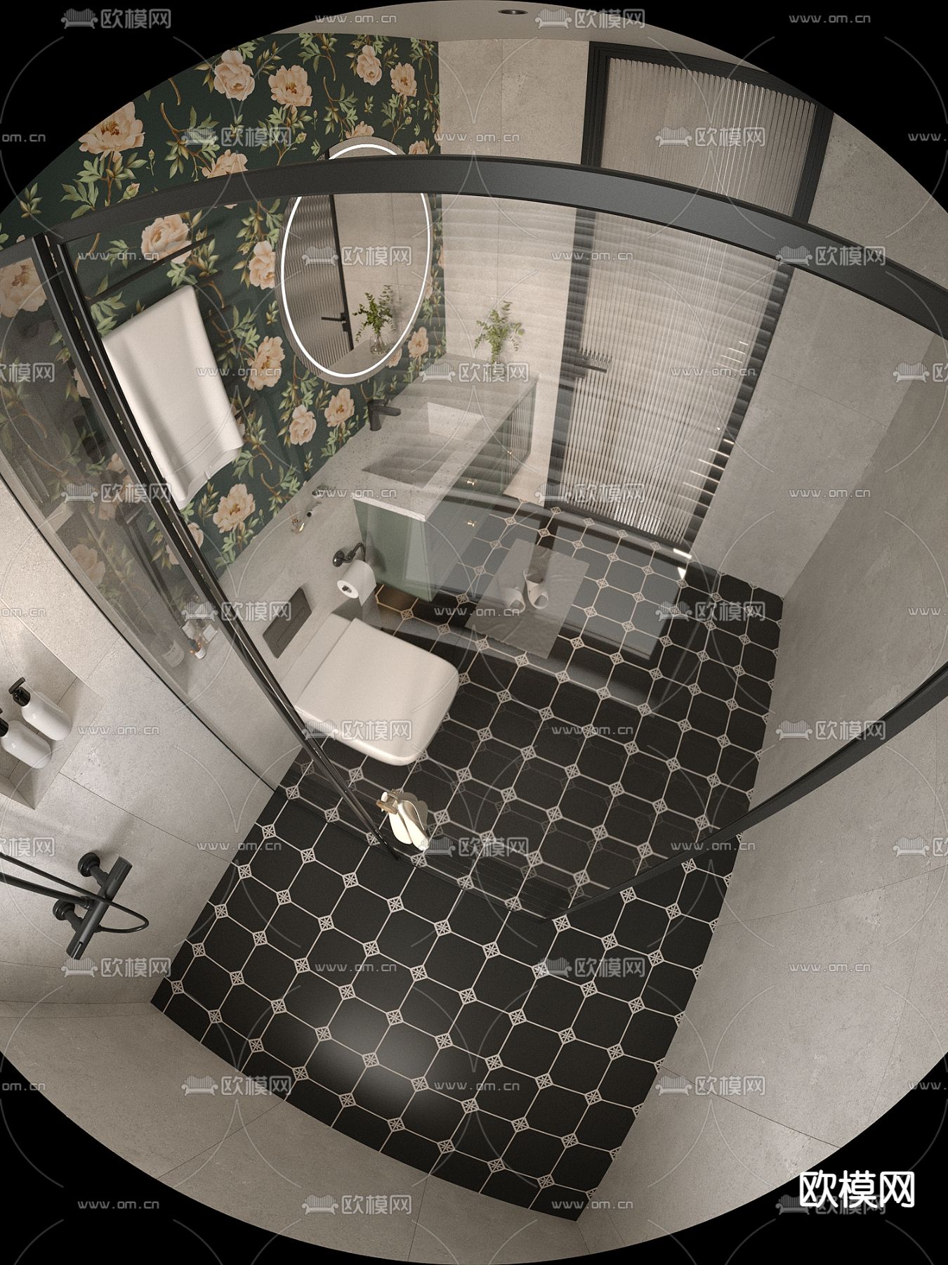 美式卫生间 浴室3d模型下载（渲染图2）