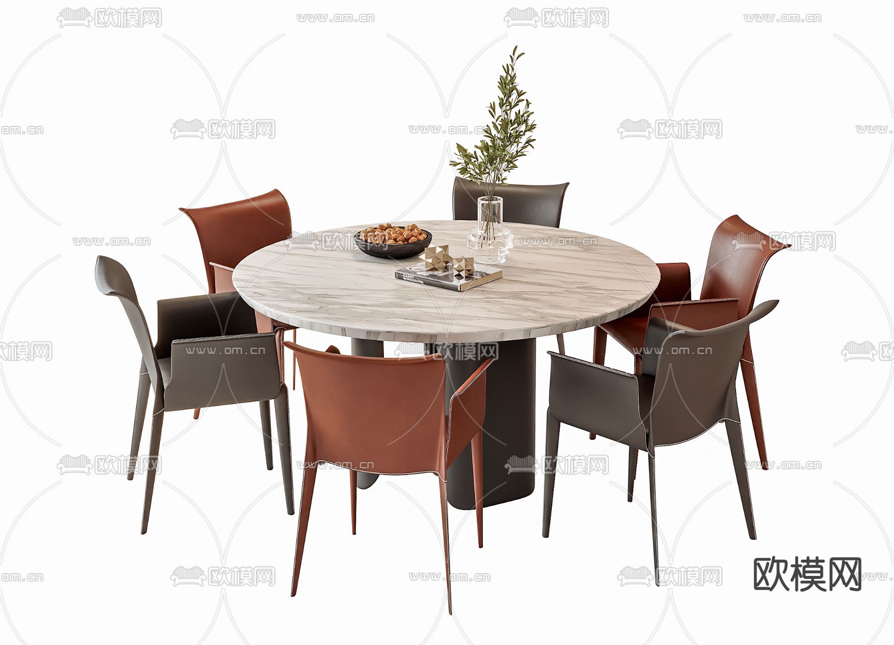 圆形餐桌椅3d模型下载