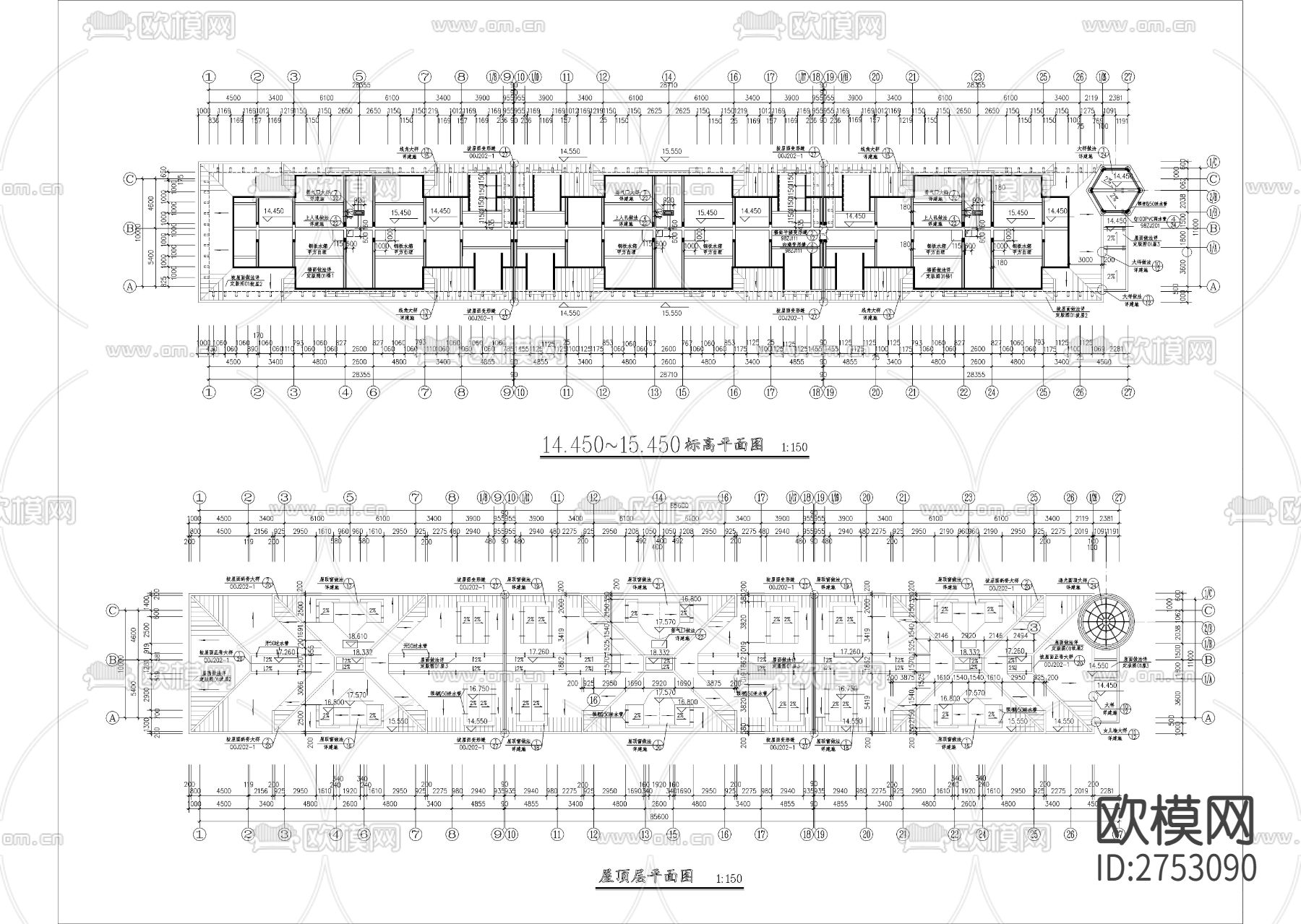 欧式坡屋顶四层住宅楼建筑CAD施工图下载（渲染图8）