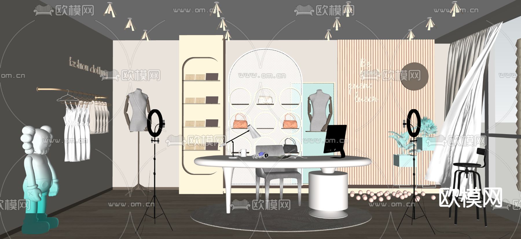 北欧网红直播间su模型下载（渲染图2）