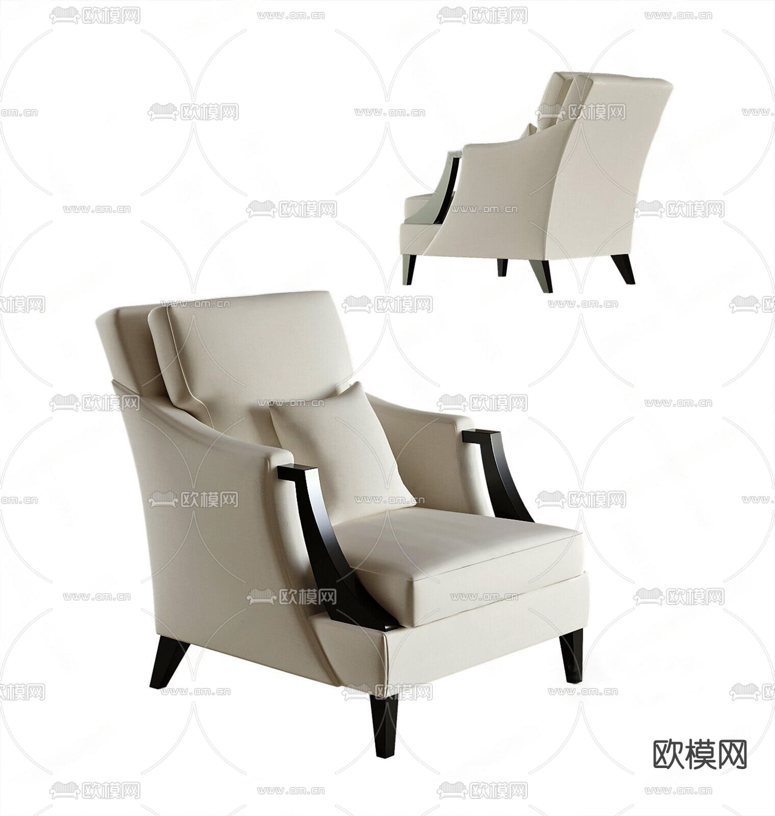 美式沙发椅3d模型下载