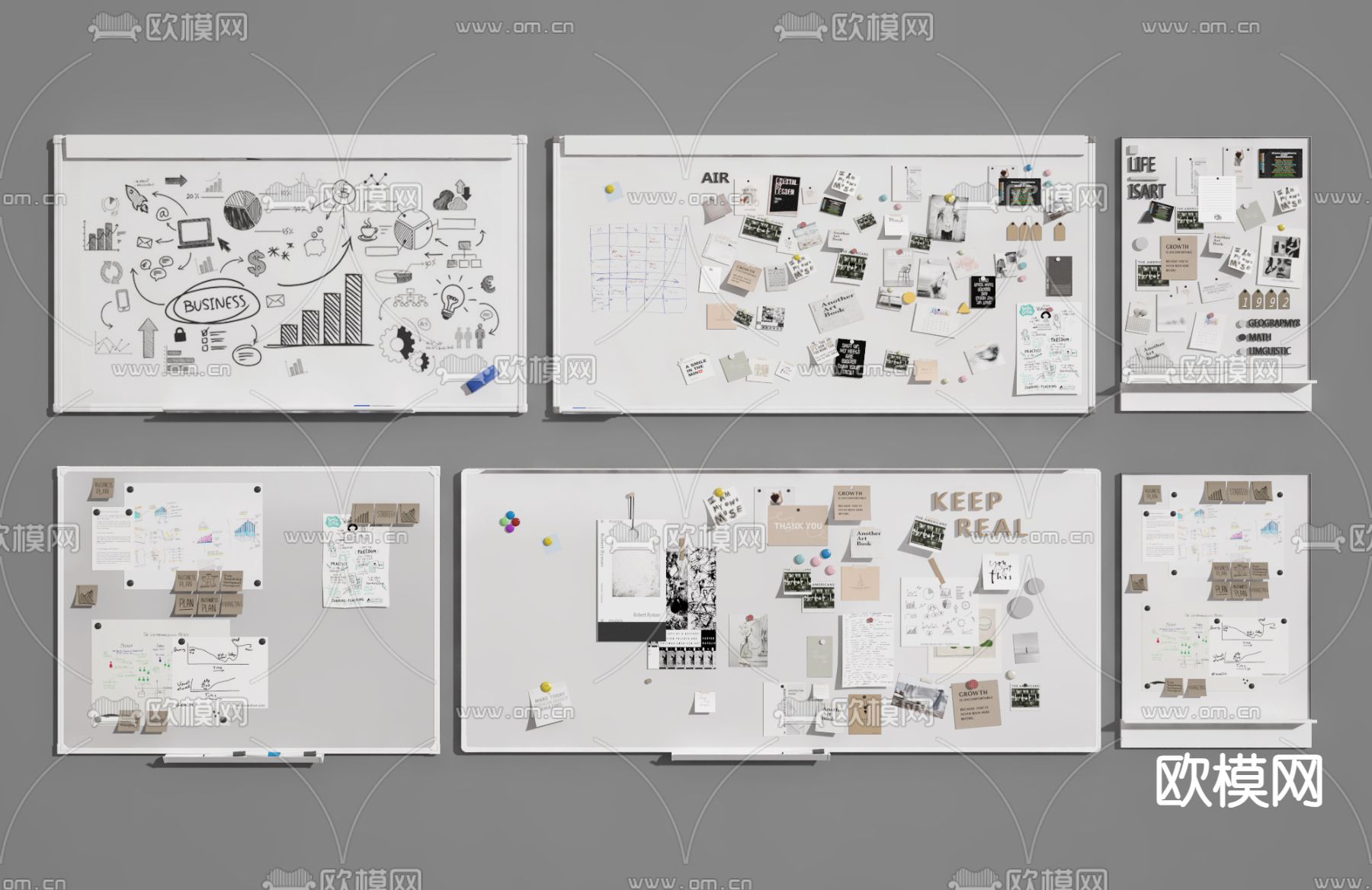 写字板 便签墙 便利贴白板su模型下载（渲染图1）