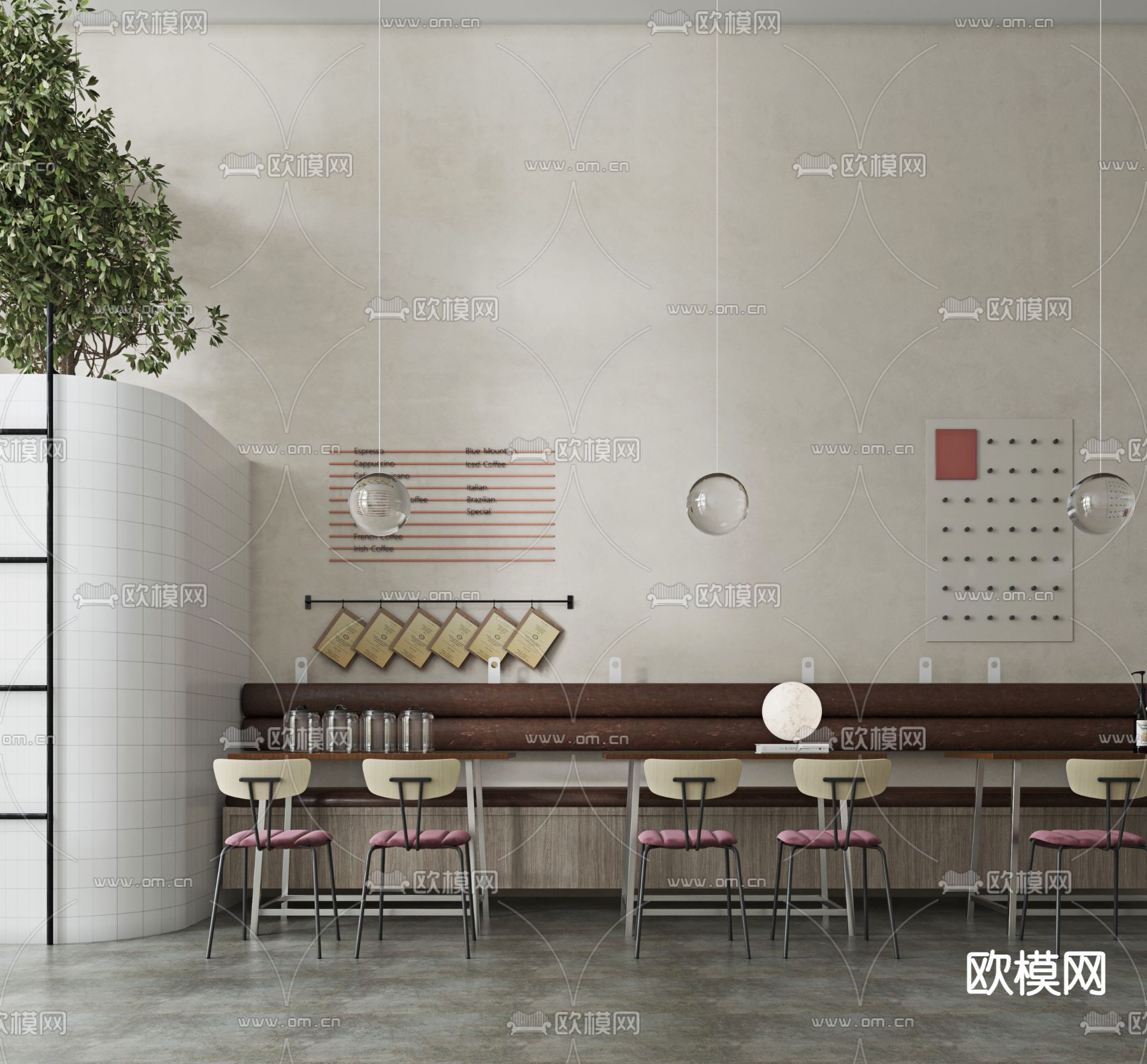 侘寂风咖啡店 咖啡馆3d模型下载（渲染图2）