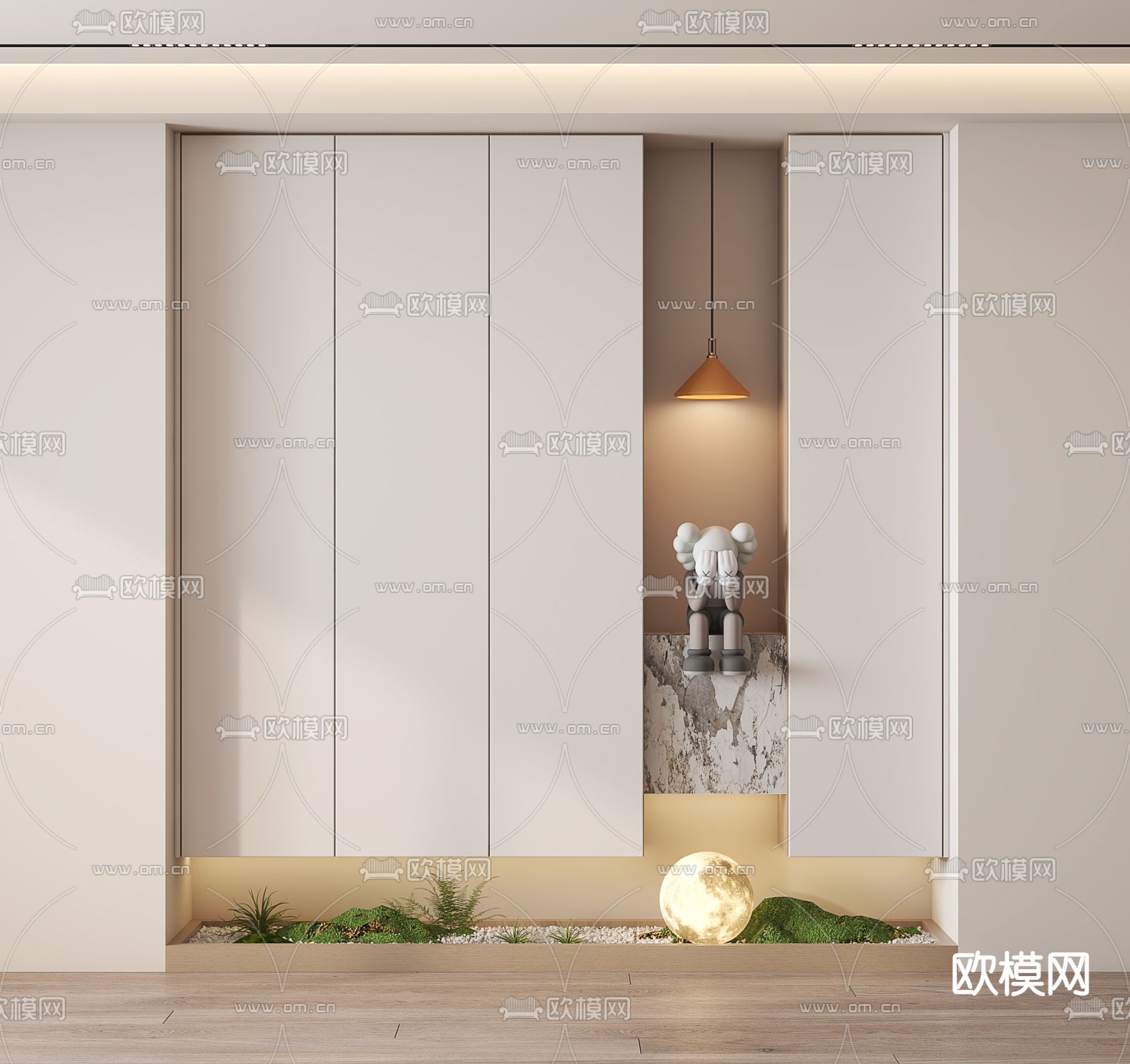 现代入户鞋柜 玄关柜su模型下载（渲染图1）