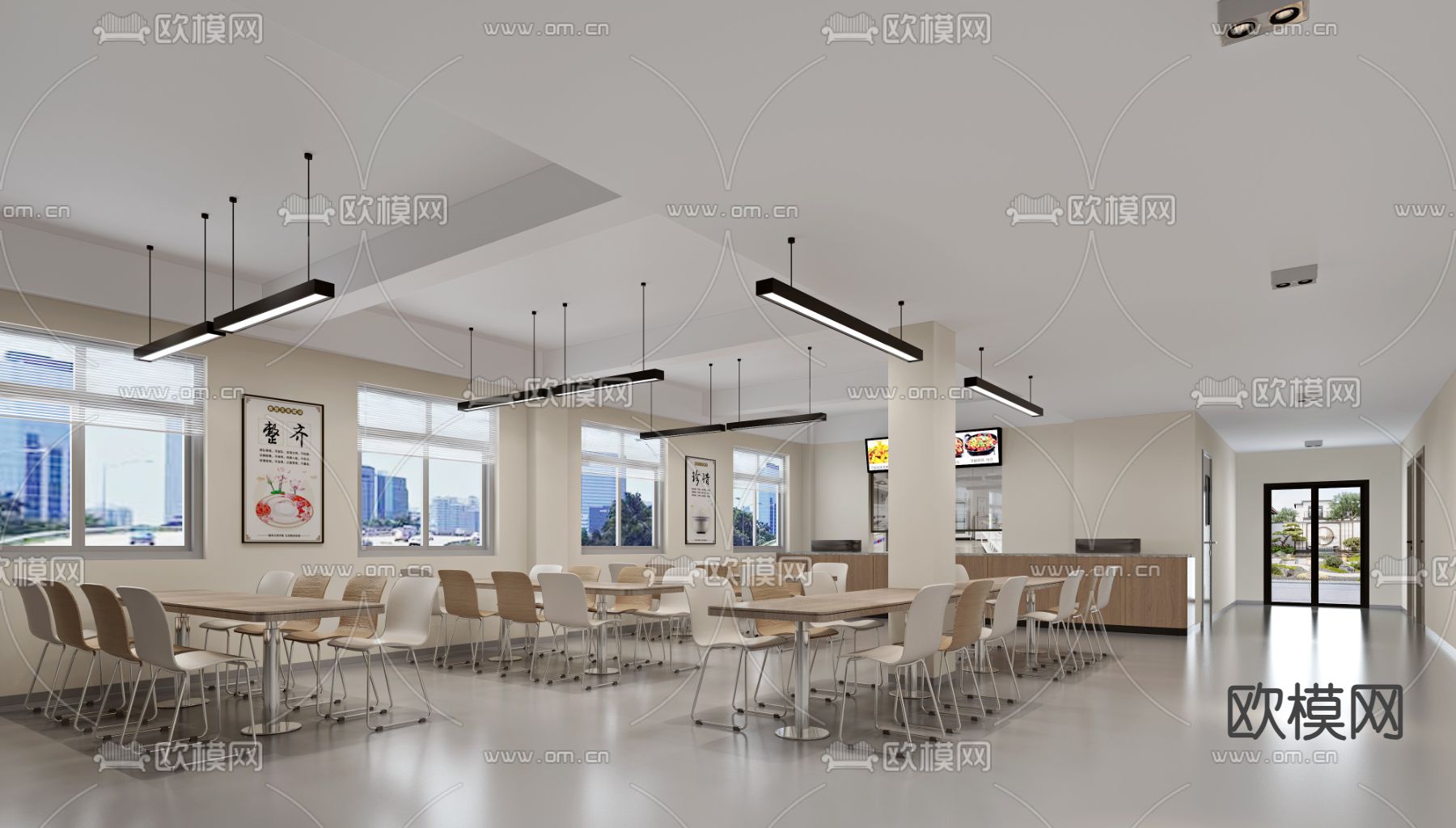 员工餐厅 食堂3d模型下载